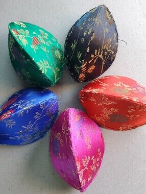 Set of 5 Silk Brocade Fabric Sachets - Multicolor